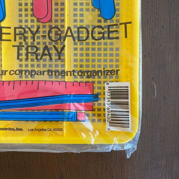 Vintage Cutlery-Gadget Tray 4 Slot Organizer Yellow Tray Plastic Dial Industries - Picture 2 of 5